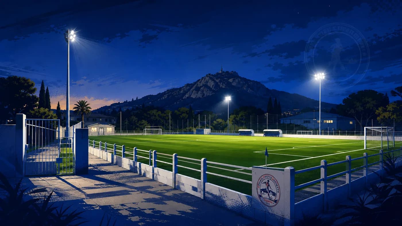 Le stade du club au crépuscule